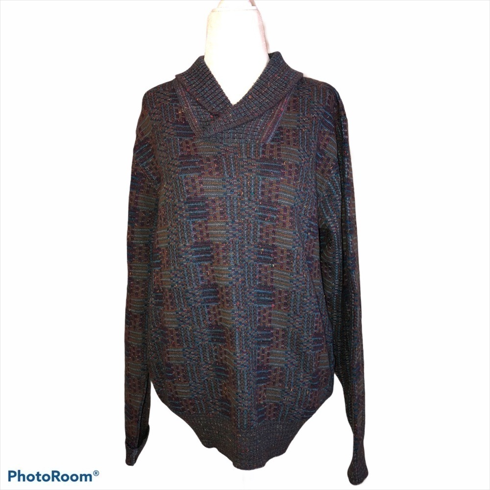 LA SQUADRA Montecarlo Gray Wool Angora Shawl Collar Sweater Size L